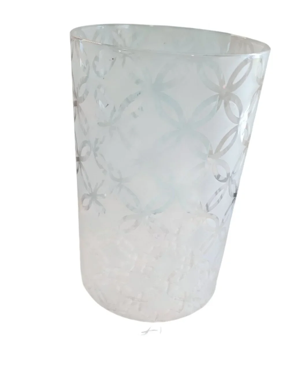 Party Lite Island Inspiration Frosted Pillar Hurricane Candle Holder Bronze Base
